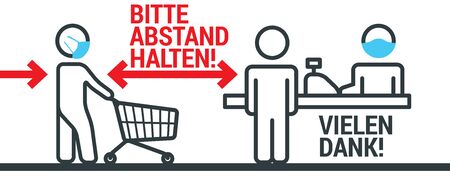 COVID-19 safety measure Keep safe social distance sign with german textsのイラスト素材