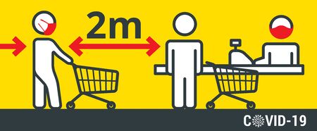 COVID-19 safety measure Keep safe social distance signのイラスト素材
