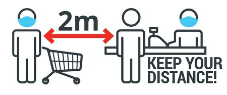 COVID-19 safety measure Keep safe social distance signのイラスト素材
