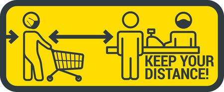 COVID-19 safety measure Keep safe social distance signのイラスト素材