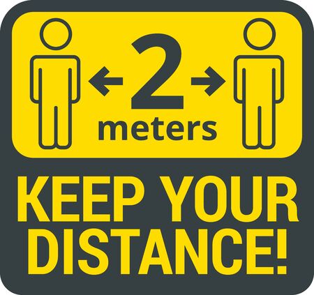 COVID-19 safety measure Keep safe social distance signのイラスト素材