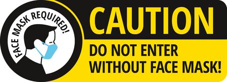 Face mask required sign. Protective measures against coronavirus disease COVID-19のイラスト素材