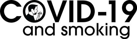 Young male with protective face mask smoking cigaretteのイラスト素材