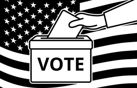 Voters hand putting envelope in ballot boxのイラスト素材