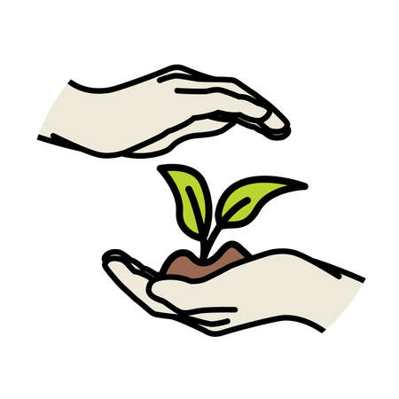 Protective cupping hands from above and belowのイラスト素材