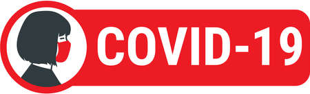Covid-19 sign with female wearing medical face maskのイラスト素材