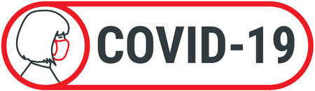 Covid-19 sign with female wearing medical face maskのイラスト素材