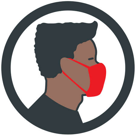 Afro american male wearing medical face maskのイラスト素材