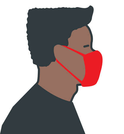 Afro american male wearing medical face maskのイラスト素材