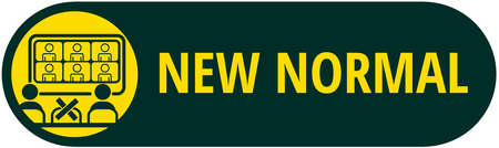 Office employees at hybrid meeting maintaining social distance during covid 19 disease pandemiaのイラスト素材