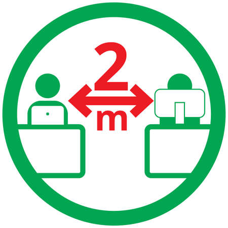 Keep social distance between workplace colleaguesのイラスト素材