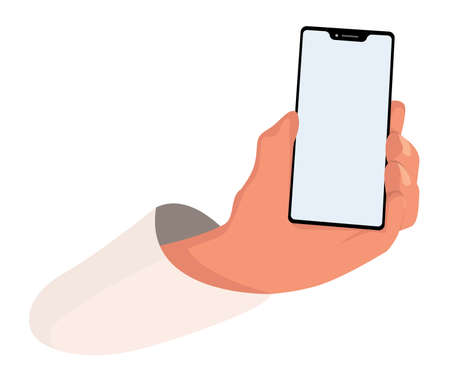 Hand holds smart phone with blank screenのイラスト素材