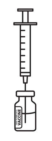 Coronavirus Covid-19 vaccine bottle and syringe illustrationのイラスト素材