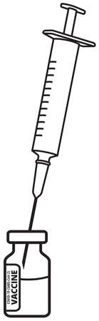 Coronavirus Covid-19 vaccine bottle and syringe illustrationのイラスト素材