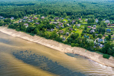 Aerial view on the beach and the Baltic sea in Latviaの写真素材