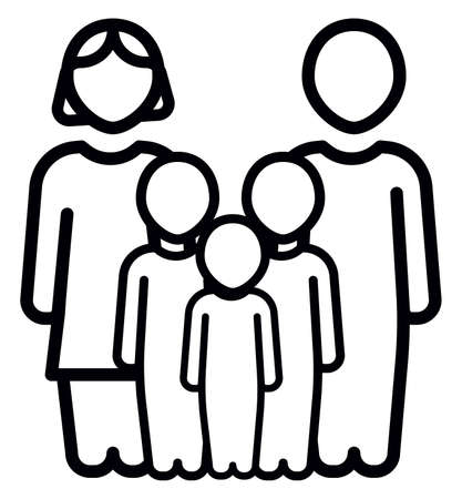 Family with mother, father and three young childrenのイラスト素材