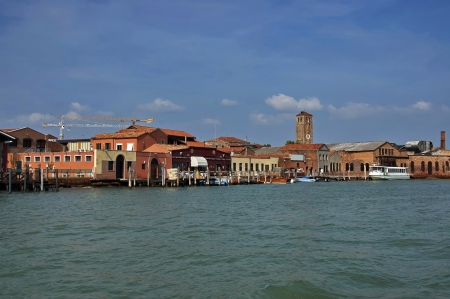 A part of Murano island view from one boat in the lagoon, Venice, Italy のeditorial素材