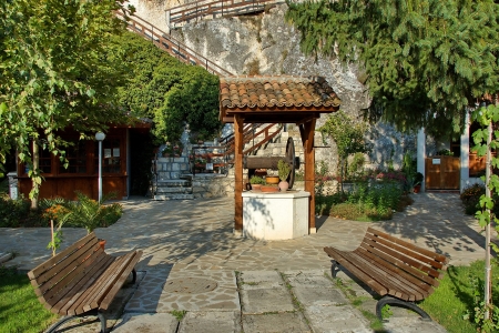 The rock monastery  St Dimitrii of Basarbovo  の写真素材