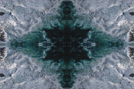 Ocean waves breaking symmetry   harmony background  の写真素材