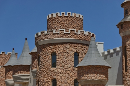 Part of turret and steeples in Chateau de Nates, South Africaのeditorial素材