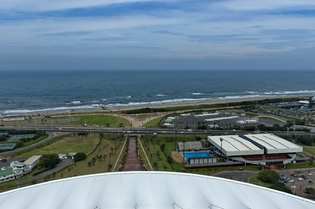 Seaside above view to Durban coast from Moses Mabhida stadium in Durbanのeditorial素材