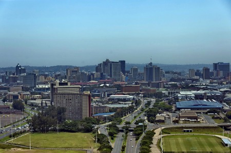 Above view to Durban city from Moses Mabhida stadium, South Africaのeditorial素材