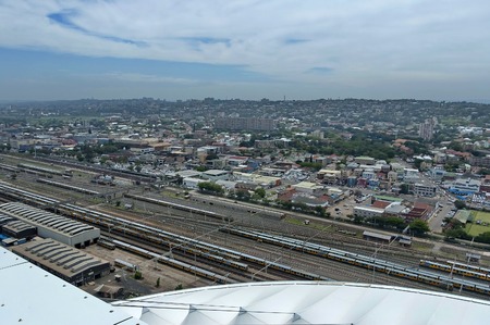 Above view to Durban railway station and part of town, South Africaのeditorial素材