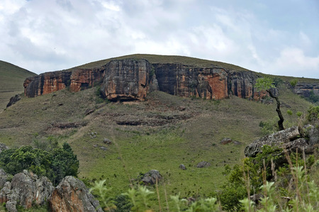 Interesting sedimentary rock  in Giants Castle KwaZulu-Natal nature reserve, Drakensberg South   Africaの写真素材