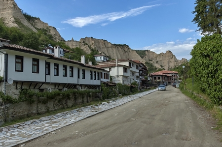 View to ancient Melnik town, Bulgariaのeditorial素材