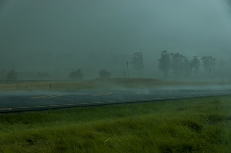Hailstorm on the road afternoon in South Africaの写真素材