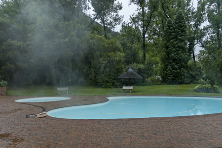 Garden lake/pond with warm water in Sabieのeditorial素材