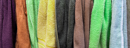 Soft Towels Hanging Rack in Outdoor - Top Viewの写真素材