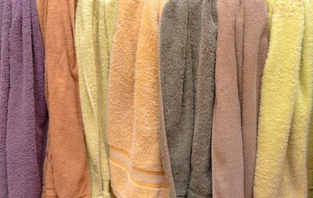 Soft Towels Hanging Rack in Outdoor - Top Viewの写真素材