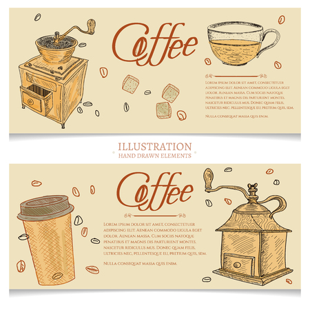 Coffee banner hand drawn vector illustrationのイラスト素材