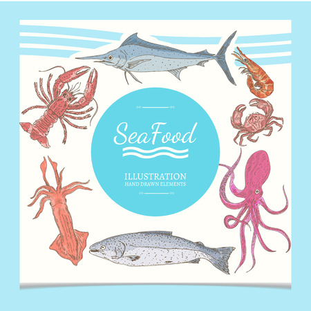 Seafood template vector illustrationのイラスト素材