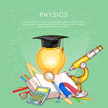 Education back to school studying physics open book knowledge concept of education vector illustrationのイラスト素材