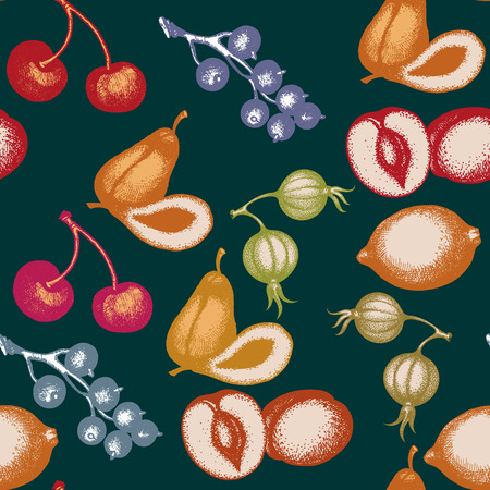 Fruit seamless pattern vintage vector