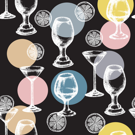 Alcohol drinks seamless pattern vectorのイラスト素材