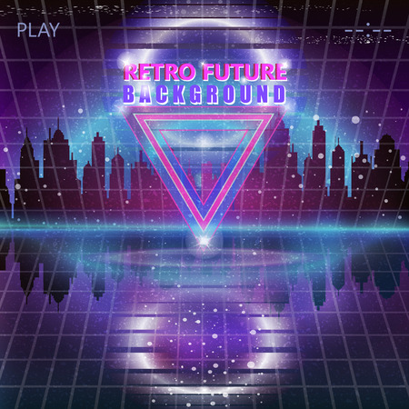 Futuristic city, 80s Retro Sci-Fi Background