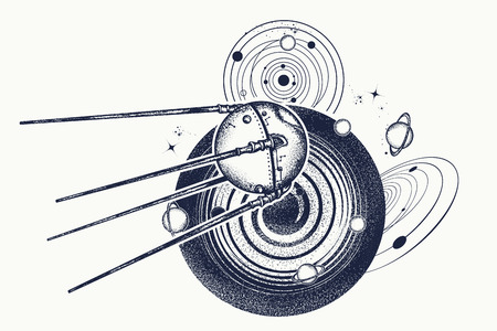 Space tattoo and t-shirt designのイラスト素材