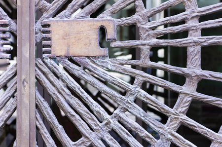 Wrought-iron gates, forged elements close-upの写真素材