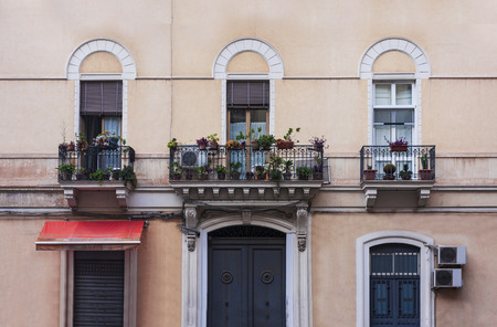 View on the street of Catania, Sicily, Italy - facade of an ancient buildingの写真素材
