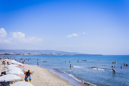Catania, Sicily, Italy - august 15, 2018: beach Lido Cledのeditorial素材