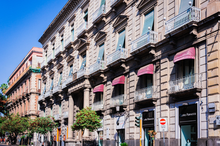 Catania, Sicily, Italy - august 4, 2018: cityscape with ancient buildingsのeditorial素材