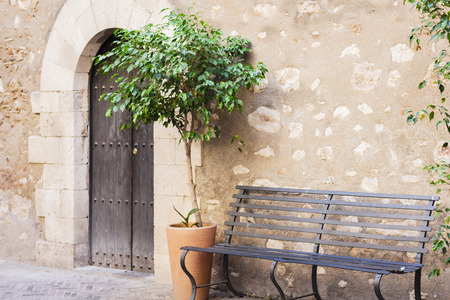 Bench in the courtyard of the historical building