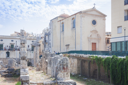 Ruins of Apollo in Ortygia Island, Syracuse, Sicilyの写真素材
