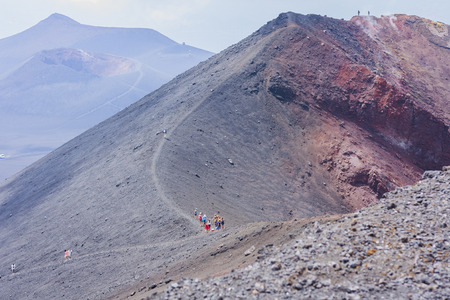 Mount Etna, active volcano on the east coast of Sicily, Italyの写真素材