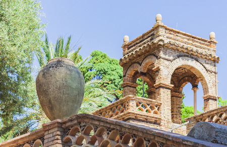 gazebo in park parco colonna, taormina, sicilyのeditorial素材