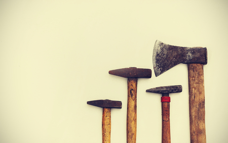 Set of vintage hand construction toolsの写真素材