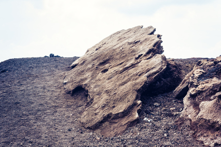 Lava on Mount Etna, active volcano on the east coast of Sicily, Italyの写真素材